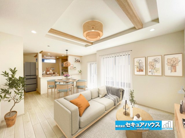 【今からご案内可能】愛知郡東郷町白鳥3丁目　全2棟の居間・リビング|【LDK】
◆日当たりが良く温かい広々リビングは家族の団らんスペースになります。
◆※家具付きではございません。