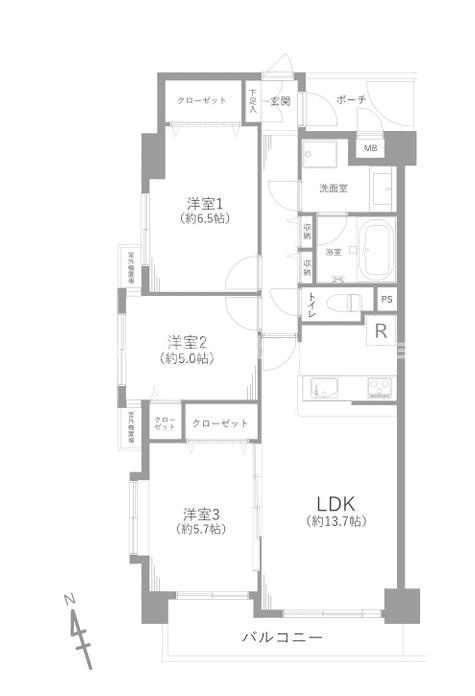 ダイアパレス八広花水木通りトリニティの間取り