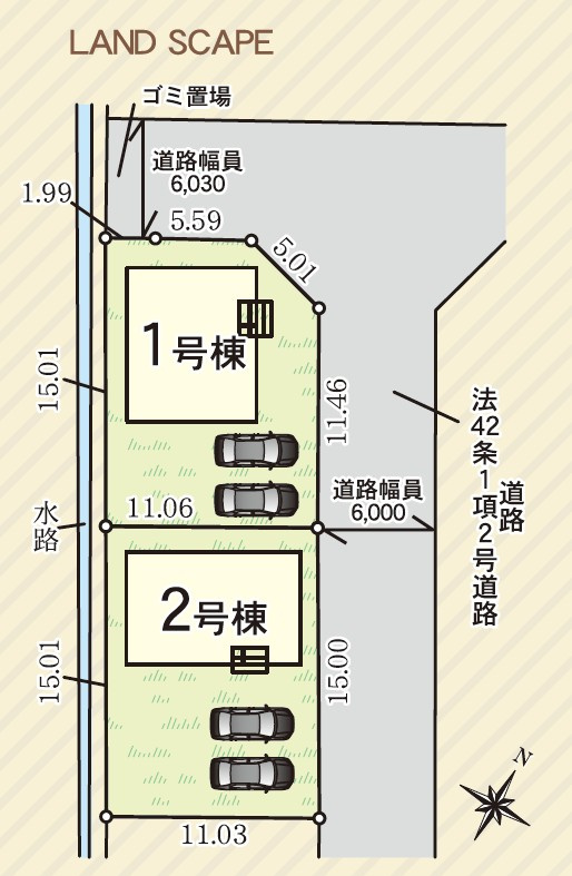 丸亀市今津町の新築一戸建の区画図