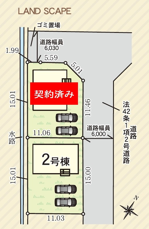 丸亀市今津町の新築一戸建の区画図