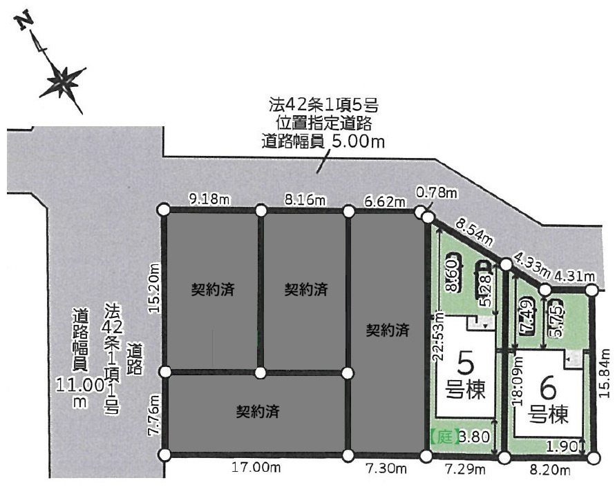 【新築戸建】札幌市東区本町1条6丁目6棟の区画図