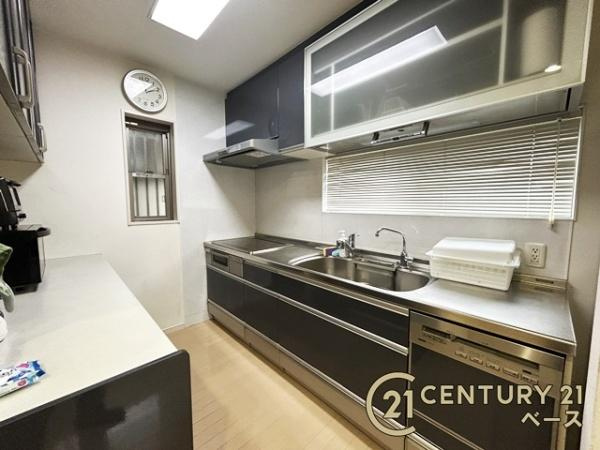 柏原市国分本町７丁目　一戸建のキッチン|キッチン背面には便利なキャビネット収納を設置！
