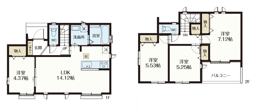仲介手数料無料　ハートフルタウン東村山久米川町４２期　新築戸建　全１棟の間取り