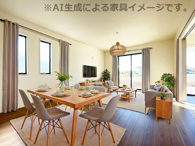 新築戸建・新築建売　大泉町寄木戸【長期優良住宅】西小・西中の居間・リビング|※家具を配置した場合のイメージ図になります！実際に家具はつきません。