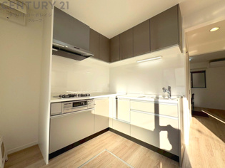 壁付けシステムキッチンはスペースの最大限の有効活用が可能で、動線がスムーズになり調理や準備が快適で効率的に行えます。収納スペースや吊り戸棚が設けられ、調理器具や食器類をスマートに収納できます。
