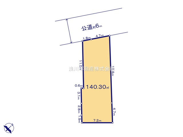 八王子市　長房町　建築条件付き売地の土地図|～北西側6ｍ道路に面しています～