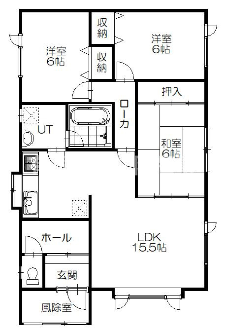 大楽毛二線【平屋】中古住宅の間取り