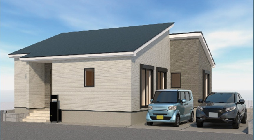 仲介手数料無料　LIGNAGE狭山市水野第2期・新築平屋戸建の外観パース