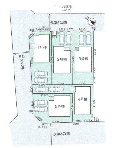 仲介手数料無料　伊奈町本町２丁目　新築戸建　全５棟の区画図