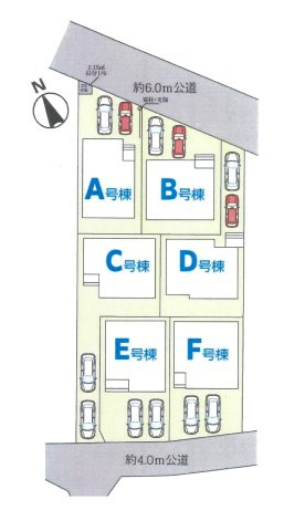 仲介手数料無料　伊奈町西小針1丁目　新築戸建　全６棟の区画図