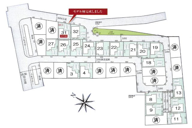 仲介手数料無料　桶川市加納6期　新築戸建　全32棟の区画図