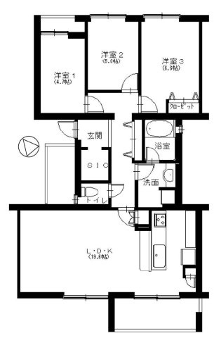 ハイツ東戸塚1号棟の間取り