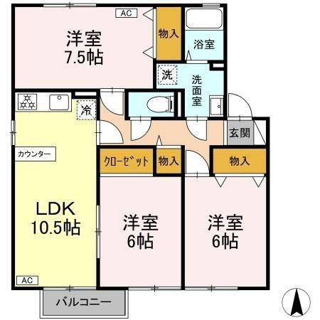 デルフィーノ B棟の間取り|使い勝手の良い間取りです♪