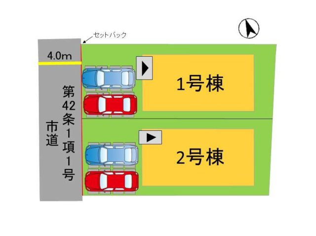 福岡市南区柳河内2丁目第2-2棟（1号棟）の区画図|配置図（1号棟）