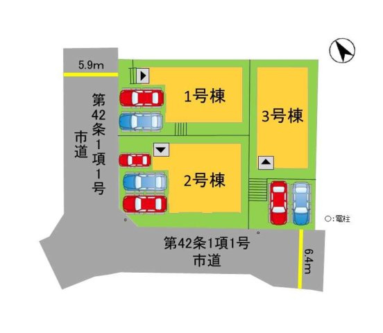 春日市白水ヶ丘2丁目第3-3棟（3号棟）の区画図|配置図（3号棟）