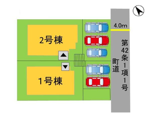 糟屋郡粕屋町長者原東7丁目第1-2棟（1号棟）の区画図|配置図（1号棟）