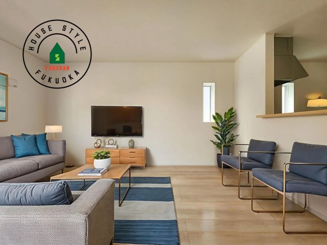 大野城市大城3丁目第9-2棟（2号棟）の居間・リビング|明るく開放的なリビングダイニングは豊かな陽光が注ぎ込み、やすらぎの空間を演出してくれます。ご家族で楽しいひとときをお過ごし下さい。※家具はCGを合成したものです。