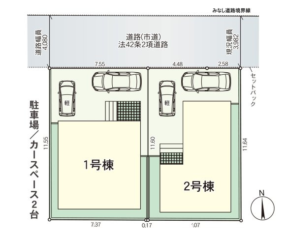 大野城市大城3丁目第9-2棟（2号棟）の区画図|配置図（2号棟）