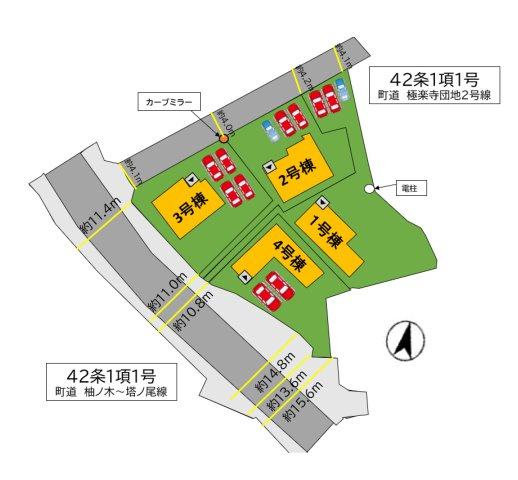 糟屋郡宇美町障子岳3丁目第1-4棟(3号棟)の区画図|配置図(3号棟)