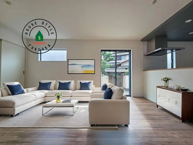 福岡市南区曰佐5丁目第2-4棟（3号棟）の居間・リビング|明るく開放的なリビングダイニングは豊かな陽光が注ぎ込み、やすらぎの空間を演出してくれます。ご家族で楽しいひとときをお過ごし下さい。※家具はCGを合成したものです。