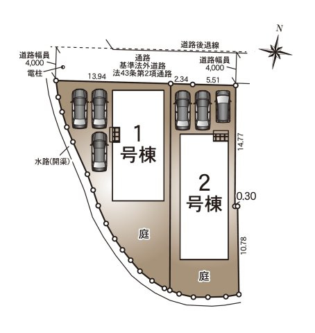 小郡市寺福童第12-2棟（1号棟）の区画図|配置図（1号棟）