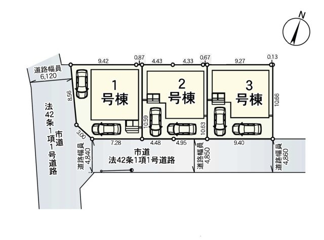 福岡市南区曰佐3丁目第2-3棟（2号棟）の区画図|配置図（2号棟）