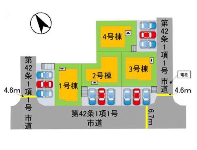 大野城市南ヶ丘6丁目第3-4棟（4号棟）の区画図|配置図（4号棟）