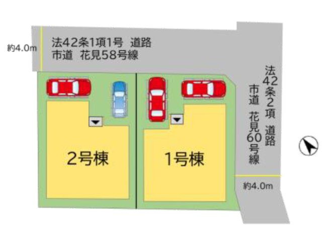 古賀市花見南2丁目第5-2棟(2号棟）の区画図|配置図(2号棟)