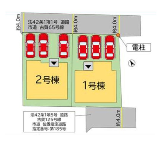 古賀市天神4丁目第2-2棟(2号棟）の区画図|配置図(2号棟)