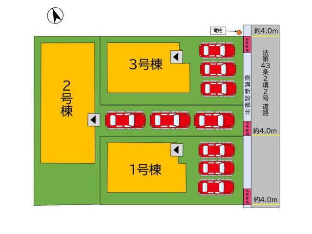 福津市津屋崎8丁目第1-3棟(3号棟）の区画図|配置図(3号棟)