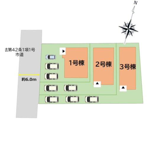 福岡市南区寺塚1丁目第1-3棟（2号棟）の区画図|配置図（2号棟）