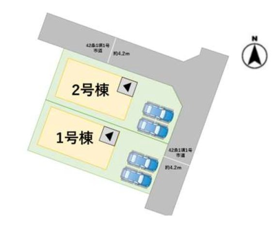 福岡市東区美和台4丁目第2-2棟（1号棟）の区画図|配置図（1号棟）