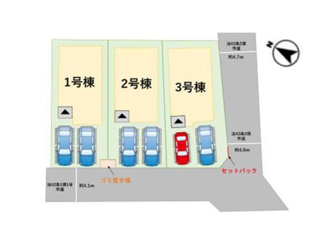 糸島市前原中央3丁目第1-3棟（3号棟）の区画図|配置図（3号棟）