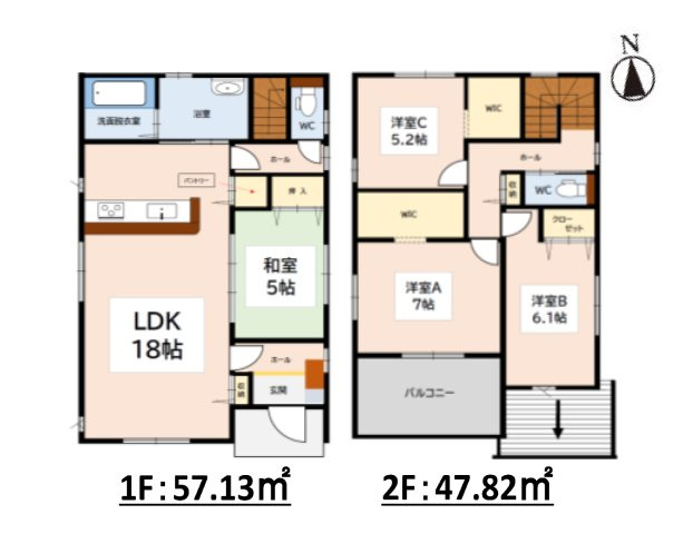 春日市松ヶ丘3丁目第1-2棟(1号棟)の間取り