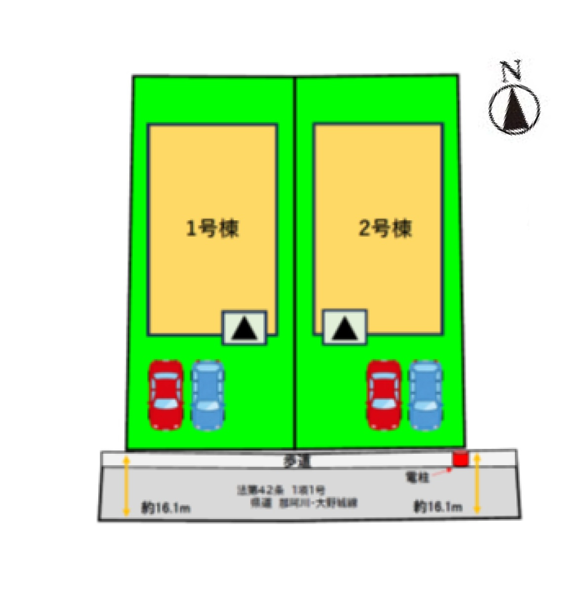 春日市松ヶ丘3丁目第1-2棟(1号棟)の区画図|配置図(1号棟)