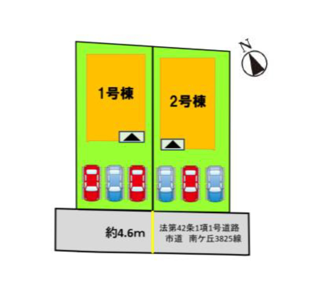 大野城市南ヶ丘3丁目第3-2棟（1号棟）の区画図|配置図(1号棟)