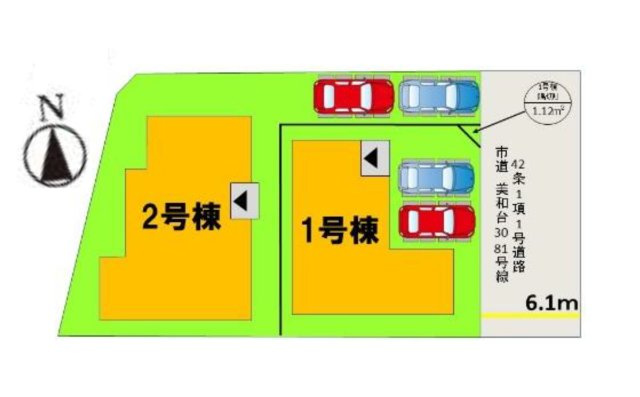 福岡市東区美和台5丁目第6-2棟（2号棟）の区画図|配置図（2号棟）