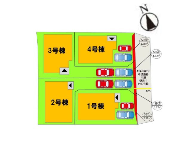 福岡市城南区樋井川7丁目第2-4棟（1号棟）の区画図|配置図（1号棟）