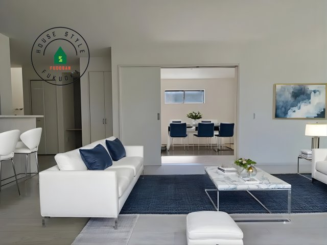 糟屋郡須恵町須恵第20-3棟（1号棟）の居間・リビング|明るく開放的なリビングダイニングは豊かな陽光が注ぎ込み、やすらぎの空間を演出してくれます。ご家族で楽しいひとときをお過ごし下さい。※家具はCGを合成したものです。