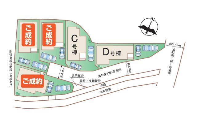 福岡市南区五十川2丁目第2-5棟（C号棟）の区画図|配置図（C号棟）