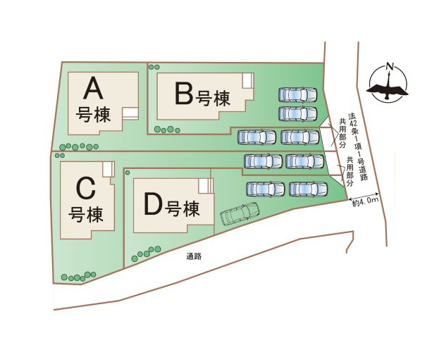 福岡市早良区重留4丁目第1-4棟（C号棟）の区画図|配置図（C号棟）