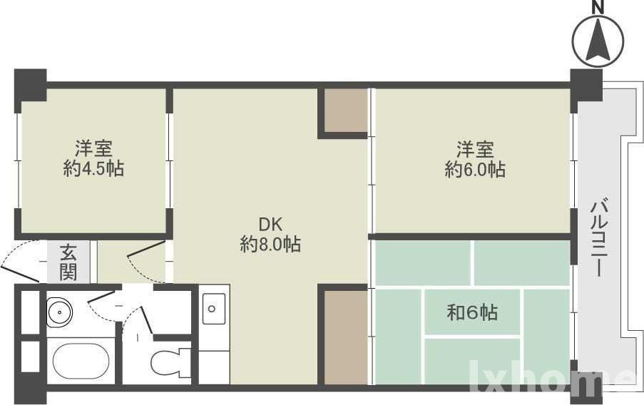 鮎川ハイツの間取り|こちら、外観パースです