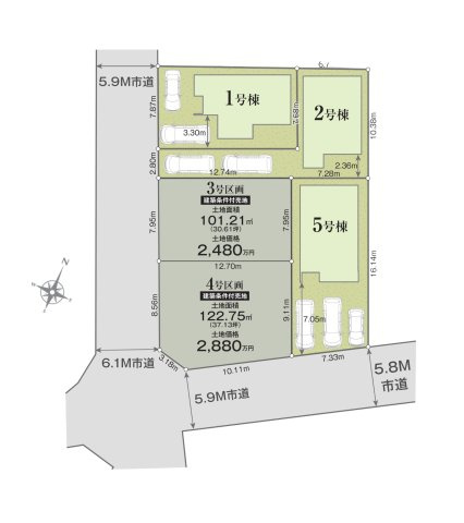 福岡市中央区笹丘2丁目第1-5棟（1号棟）の区画図|配置図（1号棟）