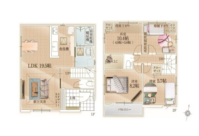 福岡市東区八田3丁目第3-2棟（1号棟）　の区画図|配置図（1号棟）