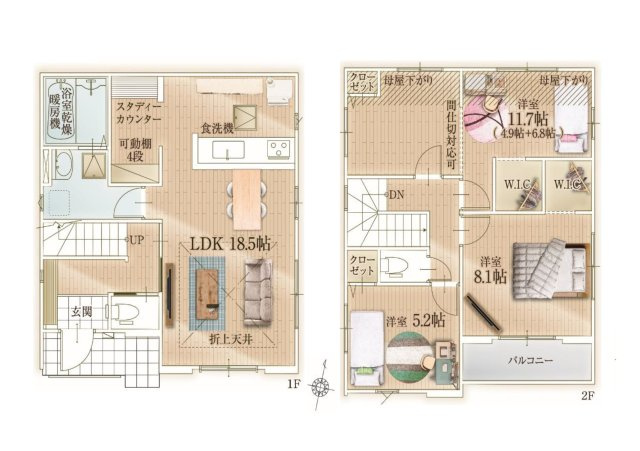 福岡市東区八田3丁目第3-2棟（2号棟）　の区画図|配置図（2号棟）