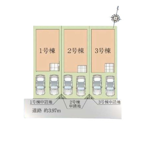 福岡市西区小戸3丁目第6-3棟（2号棟）　の区画図|配置図（2号棟）