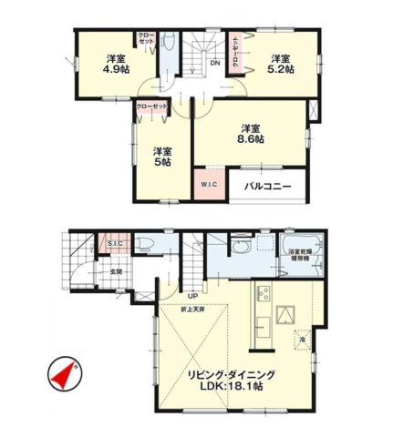 福岡市東区土井2丁目第3-4棟（1号棟）　の間取り|全居室収納付きで便利です。