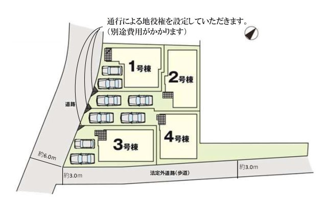 福岡市東区土井2丁目第3-4棟（1号棟）　の区画図|配置図（1号棟）