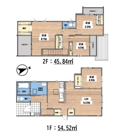 糟屋郡篠栗町中央6丁目第2-3棟（1号棟）の間取り|全居室収納付きで便利です。