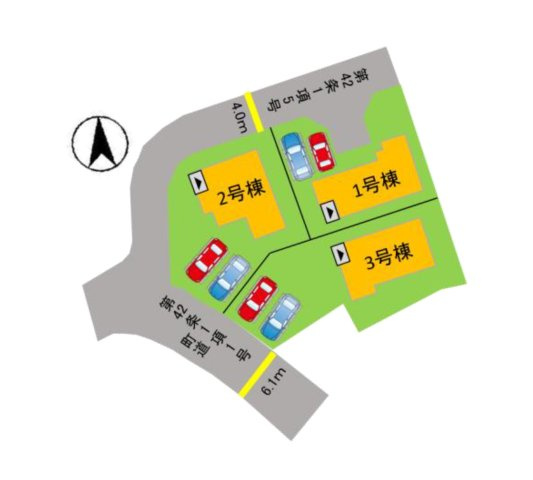 糟屋郡篠栗町中央6丁目第2-3棟（1号棟）の区画図|配置図（1号棟）
